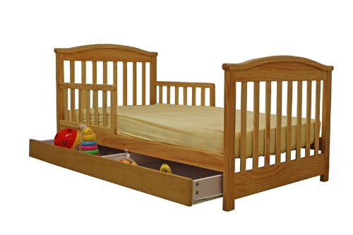 Dream On Me Mission Style Toddler Bed with Storage Drawer, Natural