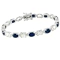Silver Black Sapphire and White Topaz Oval Bracelet - 7.5"