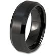 Beveled Edge Black Plated Tungsten Carbide Ring with Brushed Top (8.0mm) - Sizes 6- 13