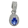 14K White Gold Tanzanite and Diamond Pendant
