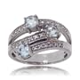 Aquamarine Diamond 3 Stone Ring 14K White Gold Ladies