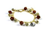 Rudraksha Beads with Gold plated Bells and Hindu OM Dangles Anklet / Bracelet