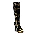 Womens Sexy 4 1/2 Inch High Heel 5 Buckle Strap Captain Pirate Boot Black