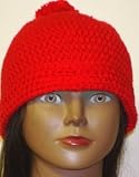 Hand Crocheted Two Ply Red Color Imported Wool Rollup Skull Cap