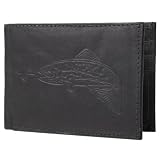 Boston Traveler Mens Genuine Leather Trout Embossed Bifold Wallet