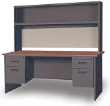 60 Double Pedestal Credenza with Hutch