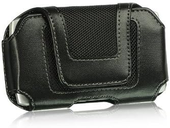 VMG +EB For BlackBerry Classic INF Size Cell Phone Horizontal Leather Holster Belt Clip Case Cover - Black Magnum Velcro + Free Black Earbud (Ear Bud) Gift