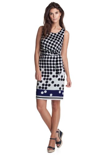 ESPRIT Collection Damen Kleid (knielang), gepunktet C2S135, Gr. 34 (XS), Blau (peacoat blu Preisvergleich