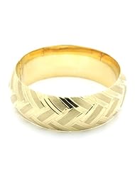 14K Yellow Gold 23mm Diamond Cut 2.5 Diameter Adjustable Bangle Bracelets