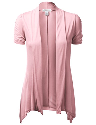 J.TOMSON Womens Short Sleeve Asymmetrical Rayon Open Cardigan