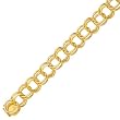 14K Yellow Gold Double Link Charm Bracelet - 8 inches
