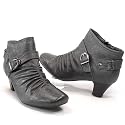 JANE KLAIN Damen Stiefelette, Raffungen, Crinkle Optik, grau