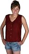Button Blouse - Embroidered Rayon, Burgundy