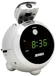 Jensen JCR-222 AM/FM Projection Clock Radio (Silver)