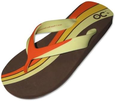 Orange County - Mens Flip Flop Sandal, Brown, Yellow, Orange 28069-11D(M)US