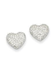 14k White Gold G-H SI2 Quality Diamond Heart Post Earrings. Carat Wt- 0.47ct