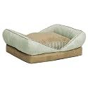 Midwest Quiet Time 22-By-18-Inch Tucked Bolster Designer Pet Bed, Green