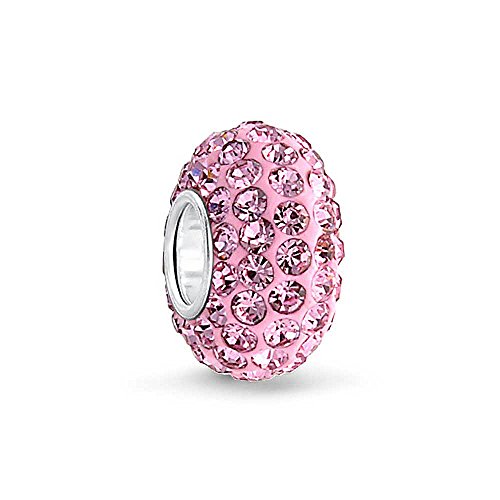 Bling Jewelry Sterling Silver Pink Crystal Bead Pandora Compatible