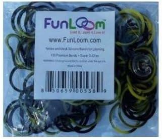 Yellow and Black Swirl 100 Silicone Bands with Super C-clips
