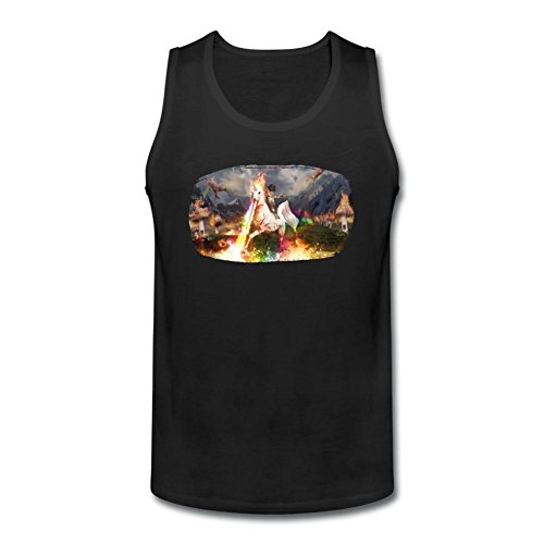 Selton Key Men's Unicorn Riding Cat Black M Tank Top
