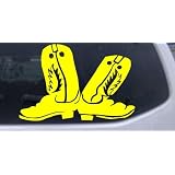 8in X 5.3in Yellow -- Cowboy Boots Western Car Window Wall Laptop Decal Sticker by Rad Dezigns