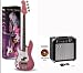 SX GRB 1k LH CPK w/BA1565 STCAD Left Handed Pink Bass Guitar Package w/AMP, Bag and Instructional DVD