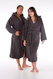Produkt-Bild: Bademantel / Saunamantel mit Kapuze aus Microfaser Coralfleece  f&uuml;r Damen & Herren,  Florida L Platin - grau