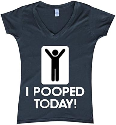 I Pooped Today Women V-Neck Funny Shirts Charcoal Small