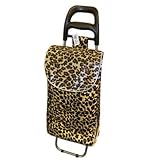 Stair Climbing Rolling Folding Shopping Grocery Laundry Utility Cart with Leopard Design