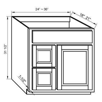 Stanford V3021D-L-31 1/2 - Single Door / Double Drawer Left