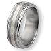 Sterling Silver Center Grooved Edge Titanium Ring (8.0 mm) With Wood Box - Sizes 8.5-12