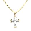 18k Two Tone Yellow and White Gold Diamond Cross Pendant with Chain (0.31 cttw, H, SI)