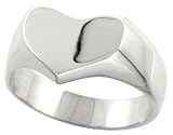 Sterling Silver Hand-Made Heart-Shaped Solid Signet Ring
