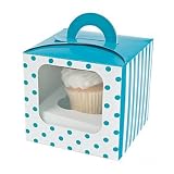Turquise Polka Dot Cupcake Boxes (package of 6)