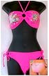 Juniors - Sexy Tattoo Print 2 PC Bikini Swimsuit Bandeau/String Bottom Bikini Bathing Suit with Rhinestone embellishment by HEAT Swimwear. Fully lined. Adjustable Ties. Gorgeous!!