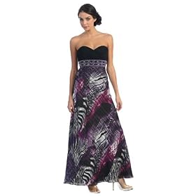 Strapless Printed Prom Dress Jr Gown #2654