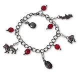 Twilight Merchandise - 10 Piece Lucky Charm Bracelet (5 Red Beads, 1 Logo, 1 Lion, 1 Lamb, 1 Cullen Crest, 1 Apple) (Size: 7" in length)
