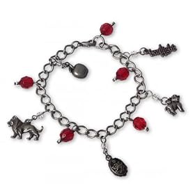 Twilight Merchandise - 10 Piece Lucky Charm Bracelet (5 Red Beads, 1 Logo, 1 Lion, 1 Lamb, 1 Cullen Crest, 1 Apple) (Size: 7