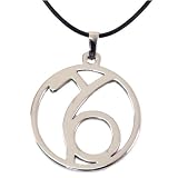 Capricorn Zodiac Sign Necklace Pendant Stainless Steel on Rubber Cord By Bucasi