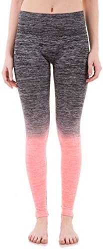 Women's Ombre Seamless Yoga Legging Pants (Grey/Red,Medium)