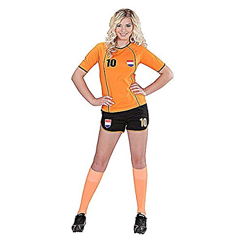 Widmann 97991 – Kostüm Fußballspielerin Holland, orange/schwarz