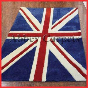 Childrens Mini Union Jack Blue Red White Rugs 70x100cm