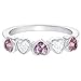 Rhodium Plated Pink and Clear Cubic Zirconia Charming Heart Princess Rings - Stylish Heart Jewelry Gift for Girls Special Occasion