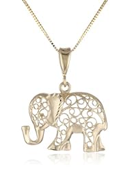 14k Yellow Gold D-Cut Elephant Pendant Necklace, 18"