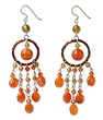 Carnelian earrings, 'Golden Dreamcatcher' 1.4" W 3.5" L Carnelian earrings, 'Golden Dreamcatcher' 1.4" W 3.5" L