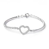 Silver Diamond Heart Bracelet