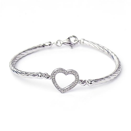 Silver Diamond Heart Bracelet