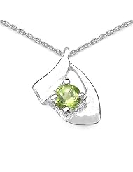 0.14 Carat Genuine Blue Sapphire Sterling Silver Pendant Necklace. 18"