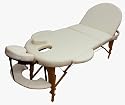 Reiki Massageliege / Massagebank, Oval - Rund, mit viel Zubeh&ouml;r, creme