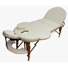 Reiki Massageliege / Massagebank, Oval - Rund, mit viel Zubeh�r, creme